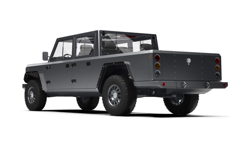Illustration for article titled The Bollinger B2 Is a Boxy Electric Pickup That Can Haul Ridiculously Long Things